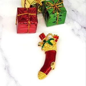 🌟SALE 3 for $30 Enamel Christmas Stocking Brooch